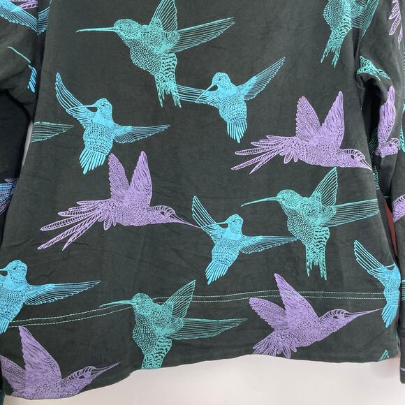 Garrapata Textile Hummingbird Cowl Turtleneck Top Medium long sleeve pockets - Picture 4 of 12